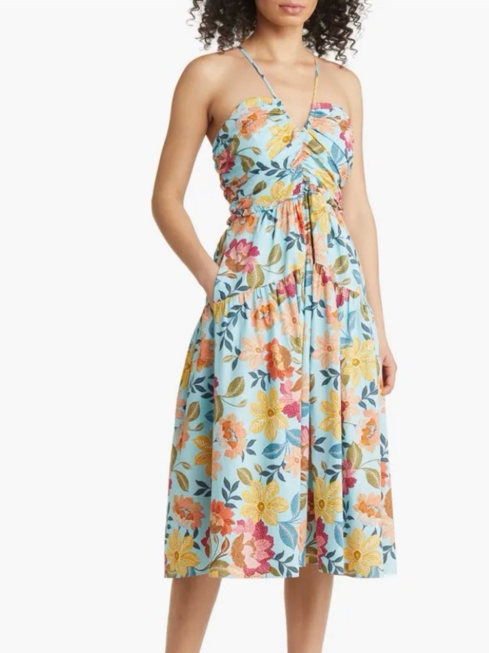 Vince Camuto Floral Cotton Poplin Midi Dress